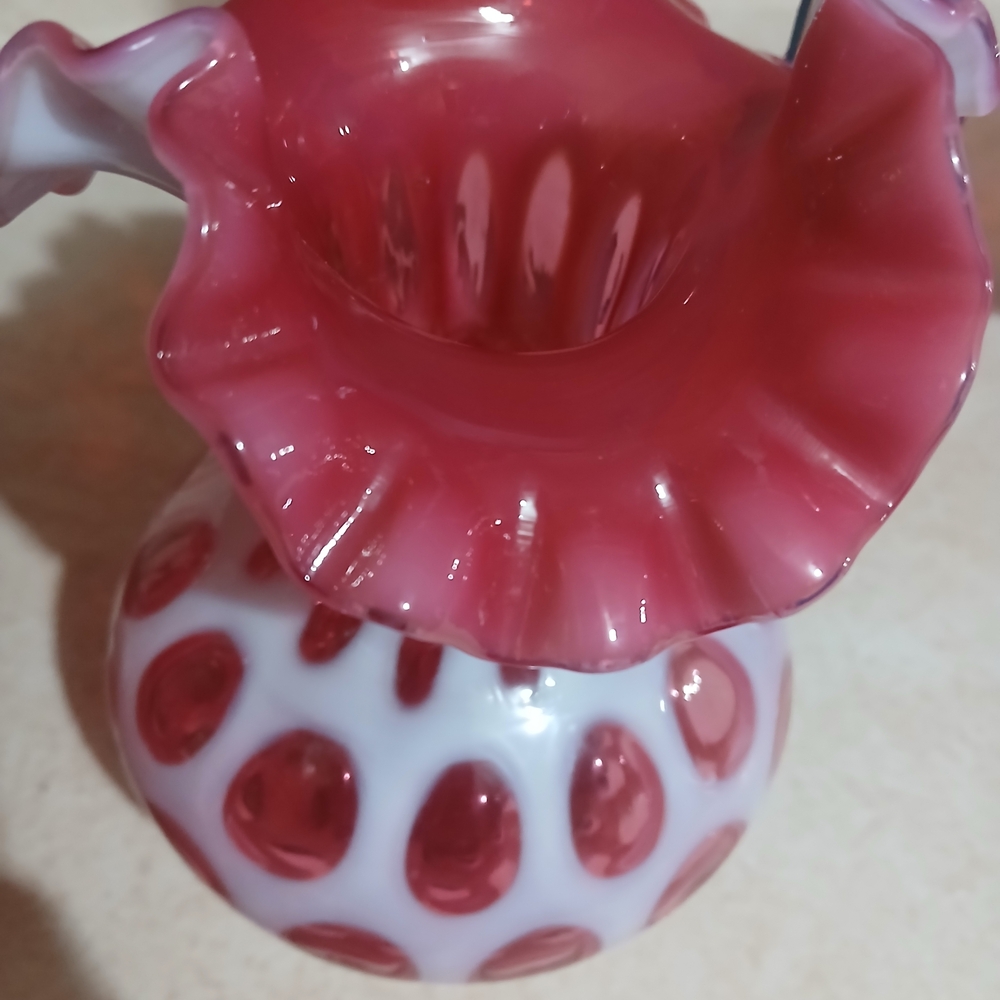 Elegant Pink and White Glass Vase
